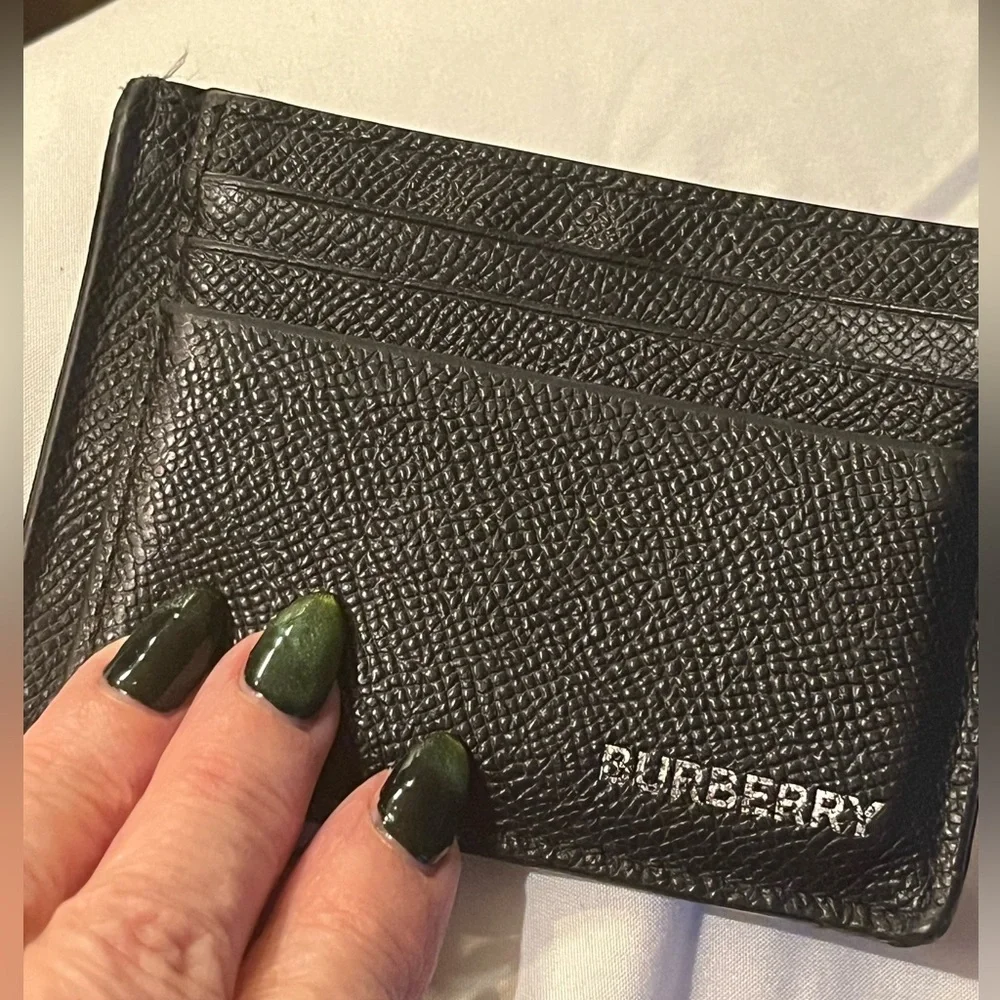 Burberry Black Textured Leather Card Holder unisex